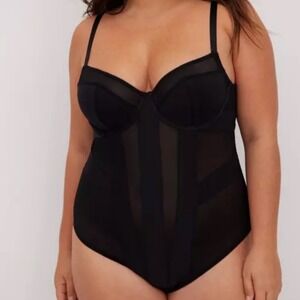 Torrid Black Strappy Mesh Underwire Bodysuit 2X 18-20 Cage Lingerie NEW Sexy